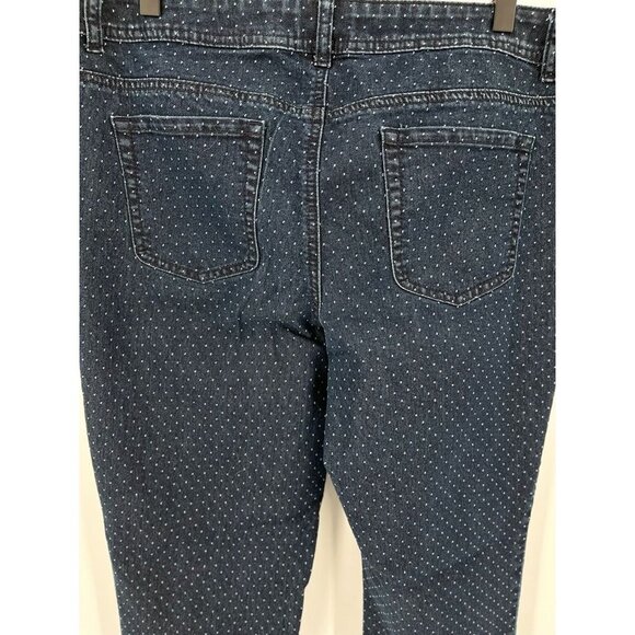 Chicos Ladies Dark Wash Polka Dot Jeans Size 1.5 Straight Leg Lightweight 10 - Picture 6 of 9